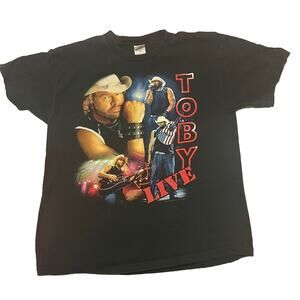 Vintage 2005 TOBY KEITH Live Honky Tonk U Tour Black T Shirt Size Large